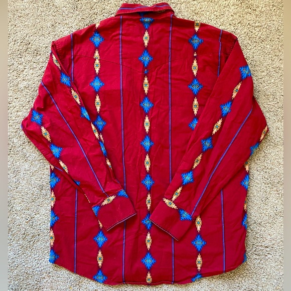 Vintage Men’s Wrangler Western Aztec Pearl Snap Shirt - Picture 2 of 3
